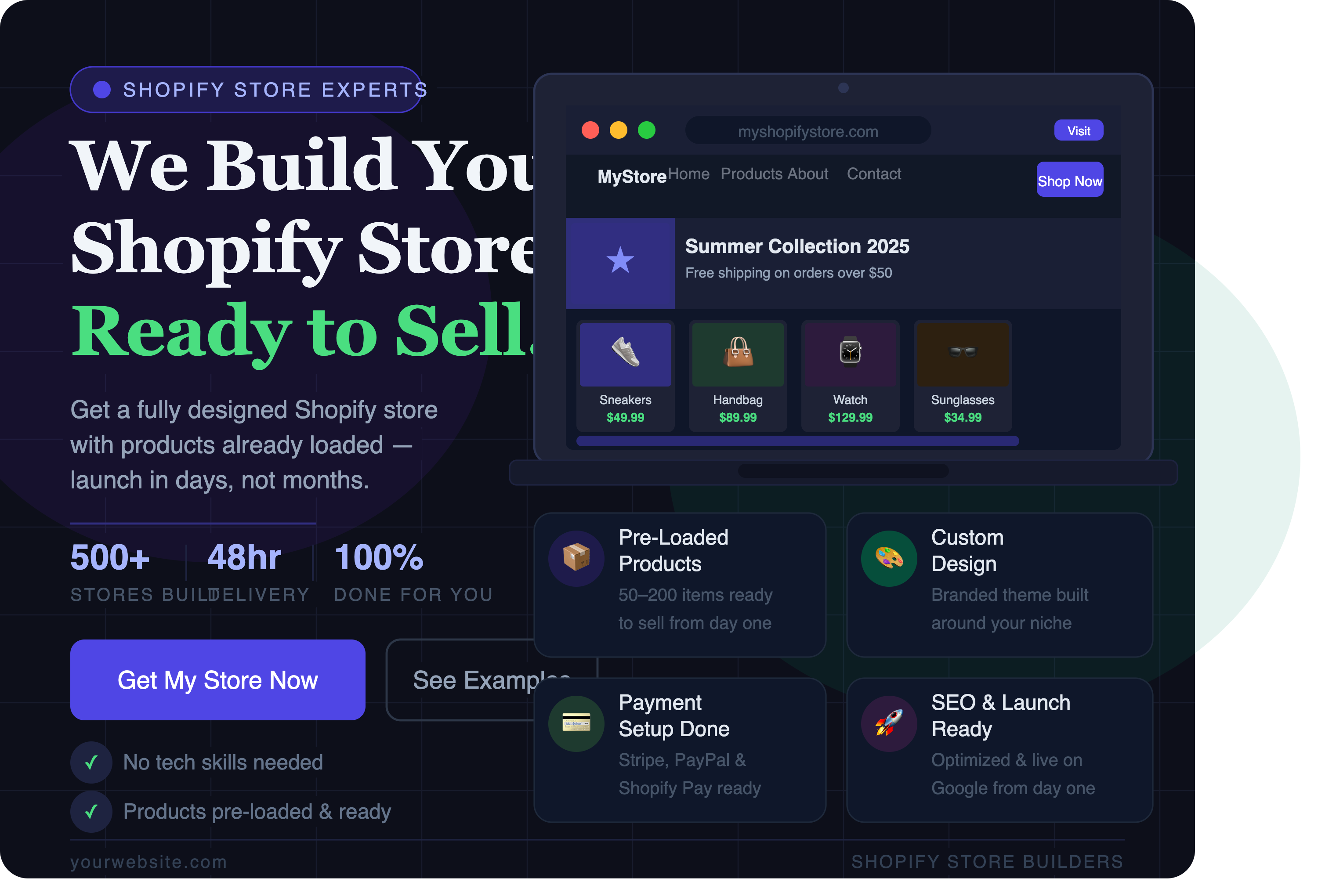 Shopify Website With Pre-Loaded Products.